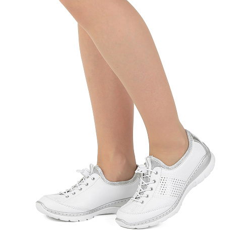 Белые кроссовки из экокожи Rieker