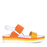 Бело-оранжевые сандалии из комбинированных материалов