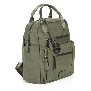 Зеленый рюкзак из экокожи с передними карманами