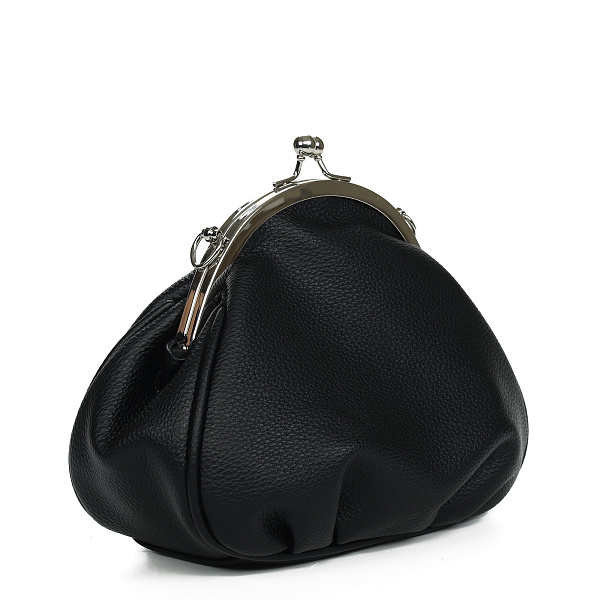Черная сумка из экокожи с застежкой фермуар