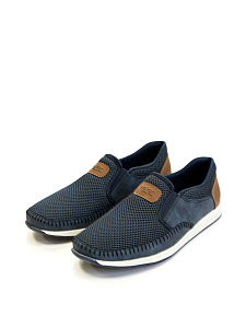 Синие слипоны из текстиля и экокожи