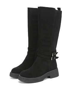 Черные зимние сапоги из велюра