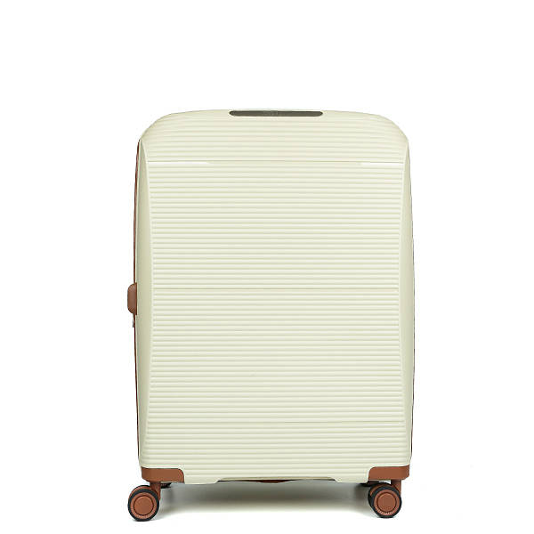 Светло-бежевый компактный чемодан из полипропилена