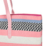 Розовая пляжная сумка из комбинированных материалов с принтом полоска