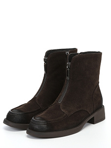 Коричневые зимние ботинки из велюра
