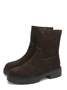 Коричневые зимние ботинки из велюр