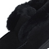 Черные ботинки из спилка с меховой отделкой на подкладке из натуральной шерсти