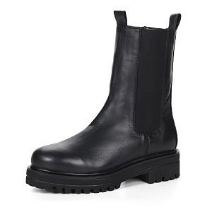 Черные ботинки челси из кожи на подкладке из натуральной шерсти на утолщенной подошве