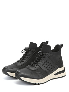 Черные зимние кроссовки из искусственной кожи