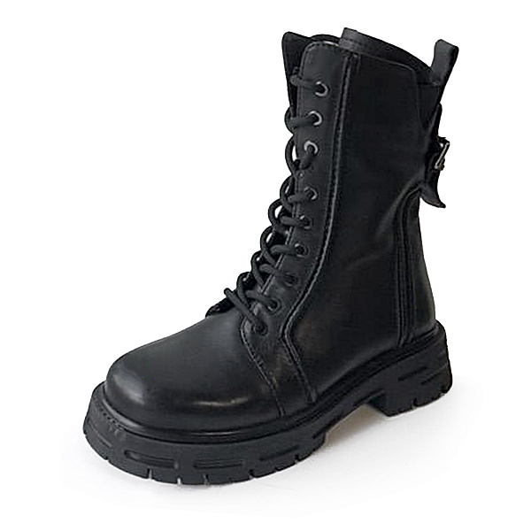 Черные ботинки на шнуровке из кожи на подкладке из натуральной шерсти нарифленой подошве 3179-N241-1 - купить в интернет-магазине ➦Respect