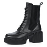 Черные высокие ботинки из кожи на подкладке из текстиля на утолщенной подошве и квадратном каблуке