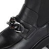 Черные ботинки из кожи на подкладке из текстиля и утолщенной подошве декором цепь
