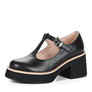 Черные туфли Мэри Джейн из кожи на подкладке из натуральной кожи на квадратном каблуке и утолщенной подошве
