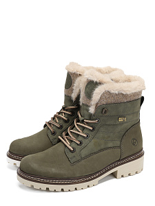 Зеленые зимние ботинки из экокожи