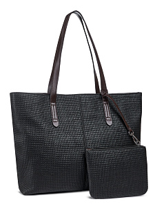 Черная сумка тоут из экокожи