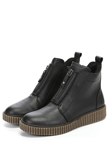 Черные зимние ботинки из кожи
