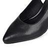 Черные туфли открытые из кожи на устойчивом каблуке