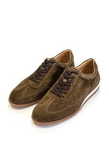 Хаки кроссовки из велюра