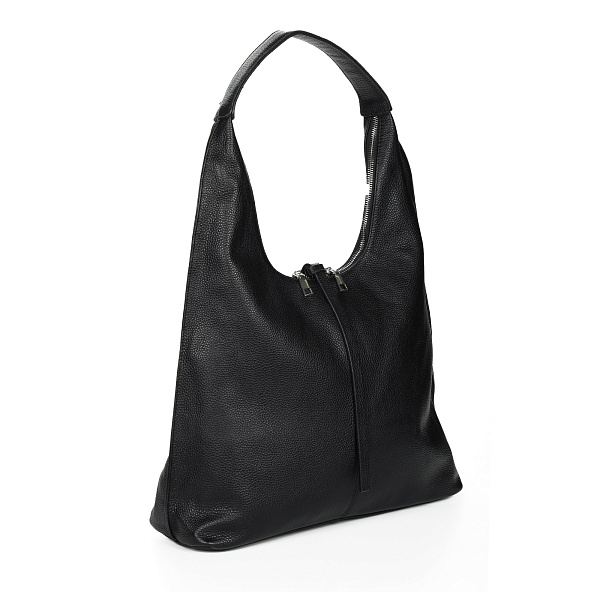 Черна сумка хобо из кожи