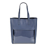 Синяя сумка шоппер из натуральной кожи