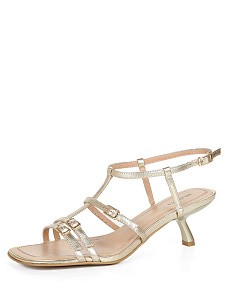 Золотые босоножки из кожи