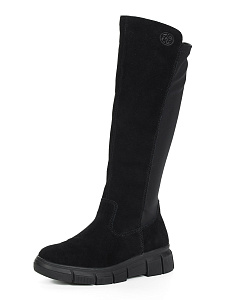 Черные утепленные сапоги из кожи