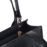 Черная сумка шоппер из экокожи с тиснением под рептилию и дополнительной ручкой