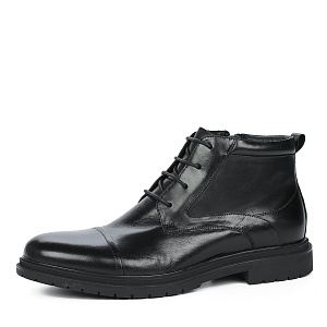 Черные классические ботинки из кожи на подкладке из натуральной шерсти на утолщенной подошве
