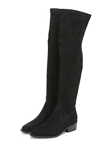 Черные зимние ботфорты из велюра