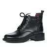 Черные ботинки из кожи на шнуровке и молнии на подкладке из текстиля на квадратном каблуке
