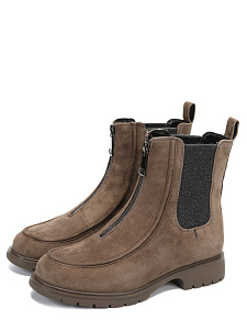 Коричневые зимние ботинки из велюр