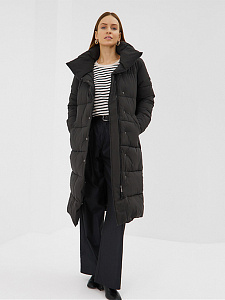 Пуховик женский на молнии и кнопках чёрный