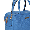 Синяя сумка тоут из экокожи с декоративной прошивкой и дополнительной ручкой