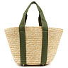 Пляжная сумка из соломки с зелёными ручками
