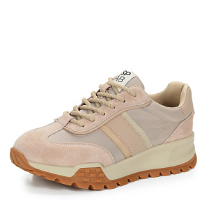 Бежевые кроссовки из бархатистого велюра и текстиля