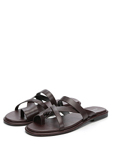 Коричневые шлепанцы из кожи