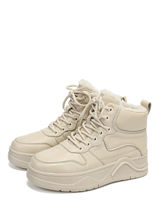 Бежевые зимние зимние кеды из кожи