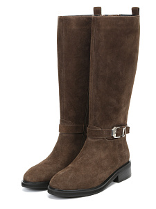 Коричневые зимние сапоги из велюра