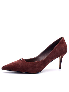 Коричневые туфли лодочки из велюра