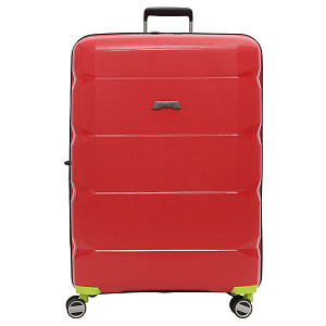 Красный вместительный чемодан из полипропилена