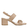 Бежевые босоножки из экокожи на устойчивом каблуке Nine West