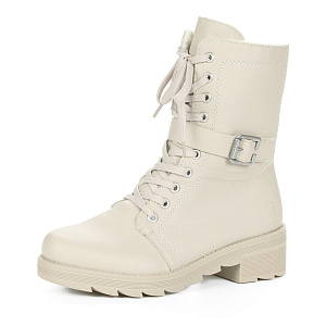 Утепленные высокие ботинки из экокожи молочного цвета