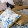 Комплект постельного белья 2 спальный, бежевый с синим