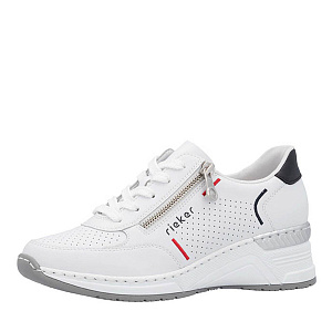 Белые кроссовки из кожи и экокожи с перфорацией