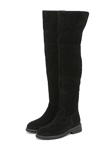 Черные зимние ботфорты из велюра