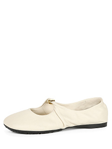 Белые балетки из кожи