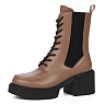 Коричневые ботинки из кожи на шнуровке  на подкладке из натуральной шерсти на утолщенной подошве и квадратном каблуке