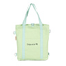 Зеленая пляжная сумка из хлопка с наружным функциональным карманом