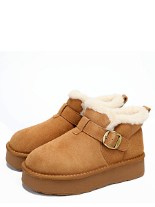 Рыжие зимние угги из велюра