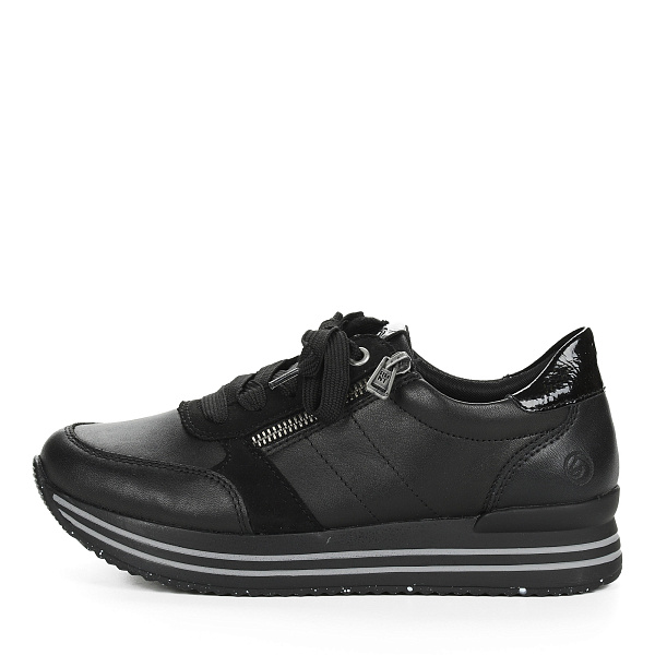 Черные кроссовки из кожи на платформе
